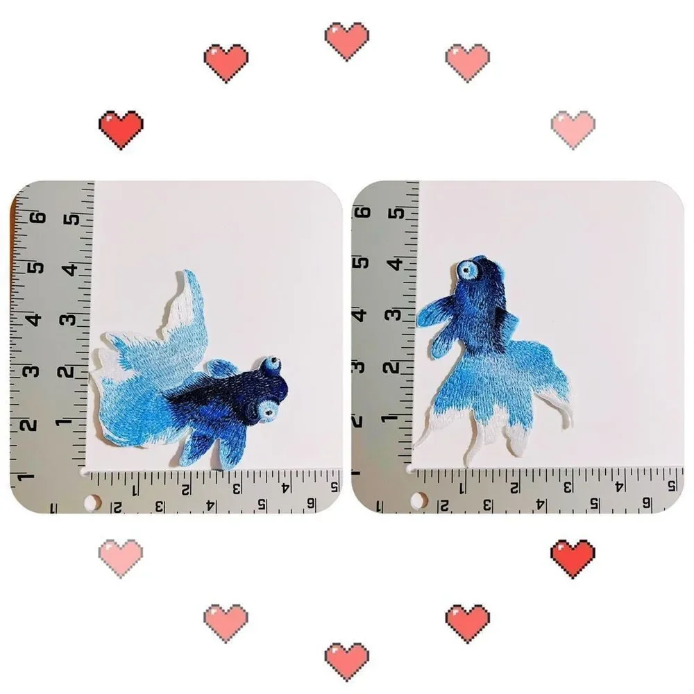 A set of Two Blue‎ Koi Fish-Iron on Patch
